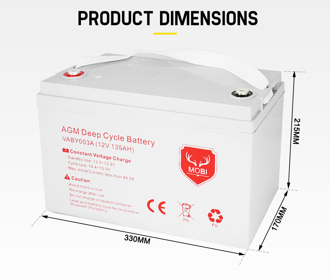 ATEM POWER 110AH AGM Battery 12V AMP Hour SLA Deep Cycle Dual Fridge with Battery Box