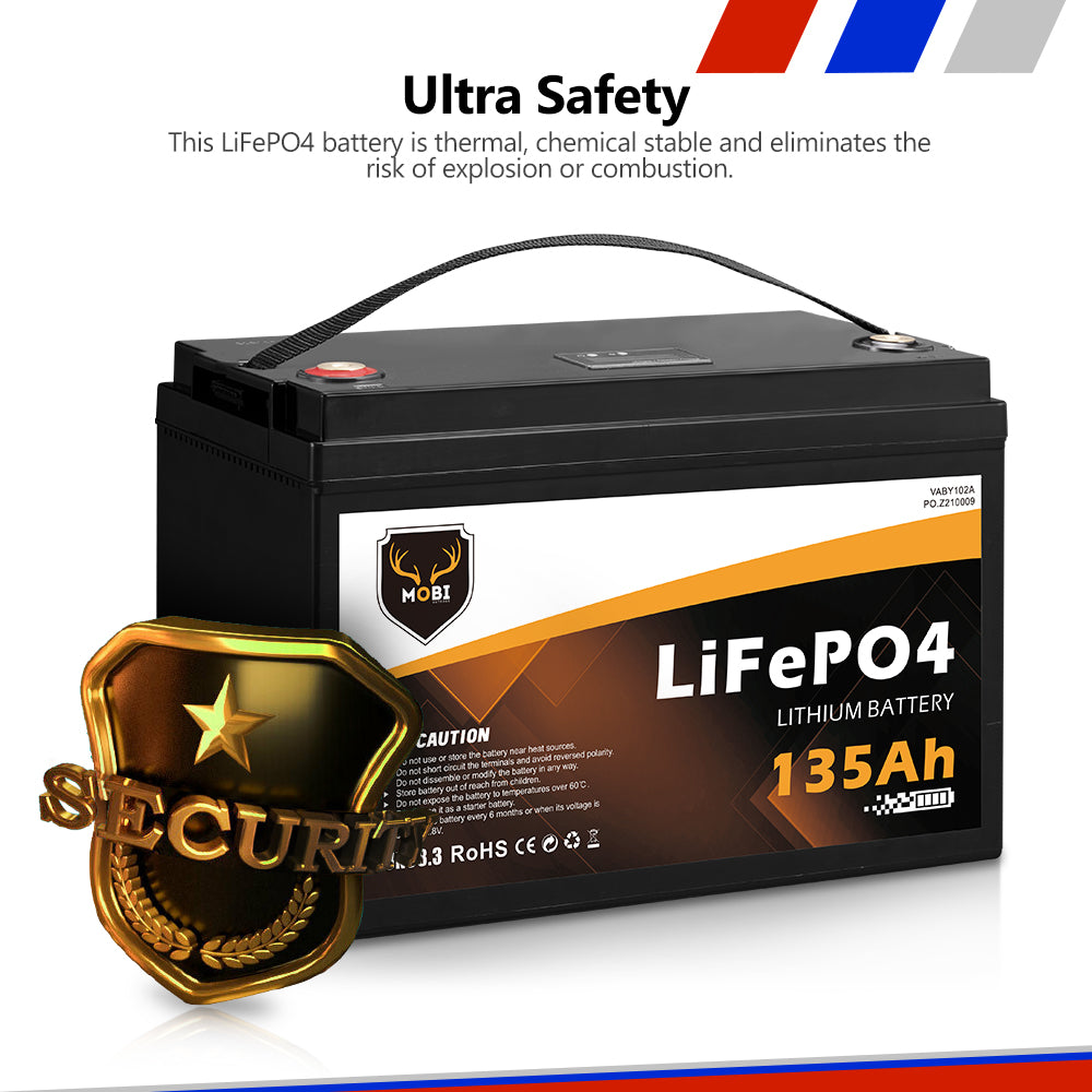 Mobi 135AH 12V Lithium Battery LiFePO4 Deep Cycle Rechargeable Marine 4WD AGM