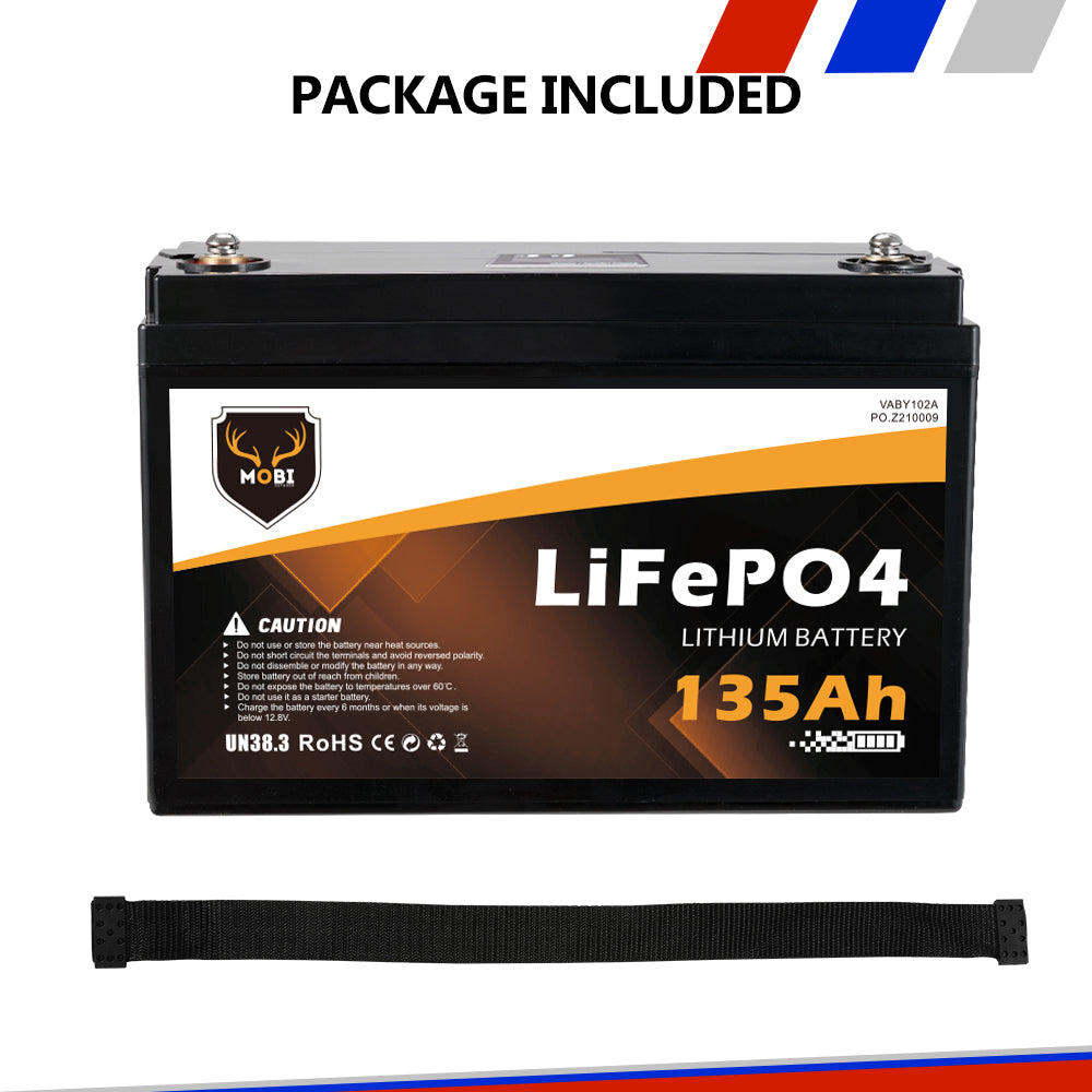 Mobi 135AH 12V Lithium Battery LiFePO4 Deep Cycle Rechargeable Marine 4WD AGM