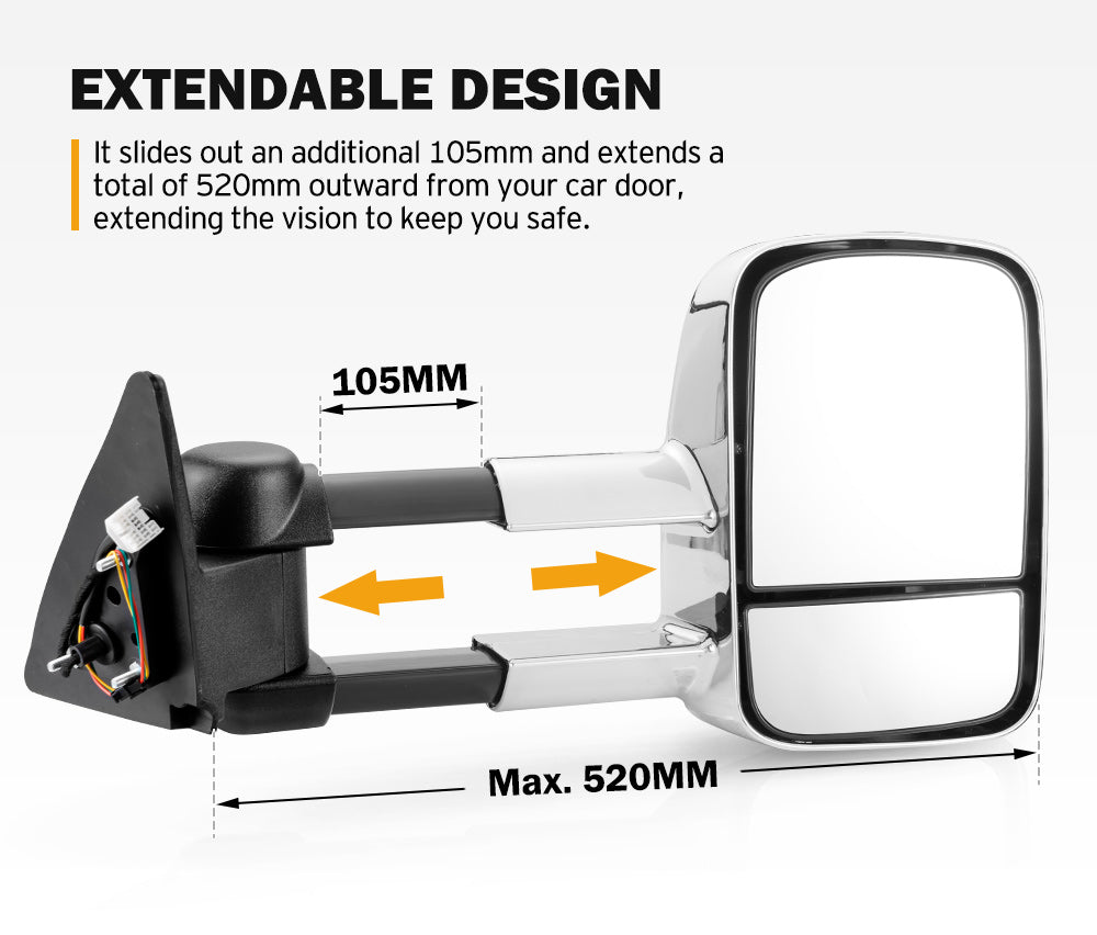SAN HIMA Extendable Towing Mirrors For Toyota Landcruiser 100 series 1998-2007