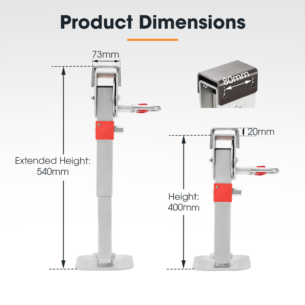 SAN HIMA 2x400mm Drop Down Corner Legs W/Handle Steel Base 1200LBS Caravan Stabilizer Leg