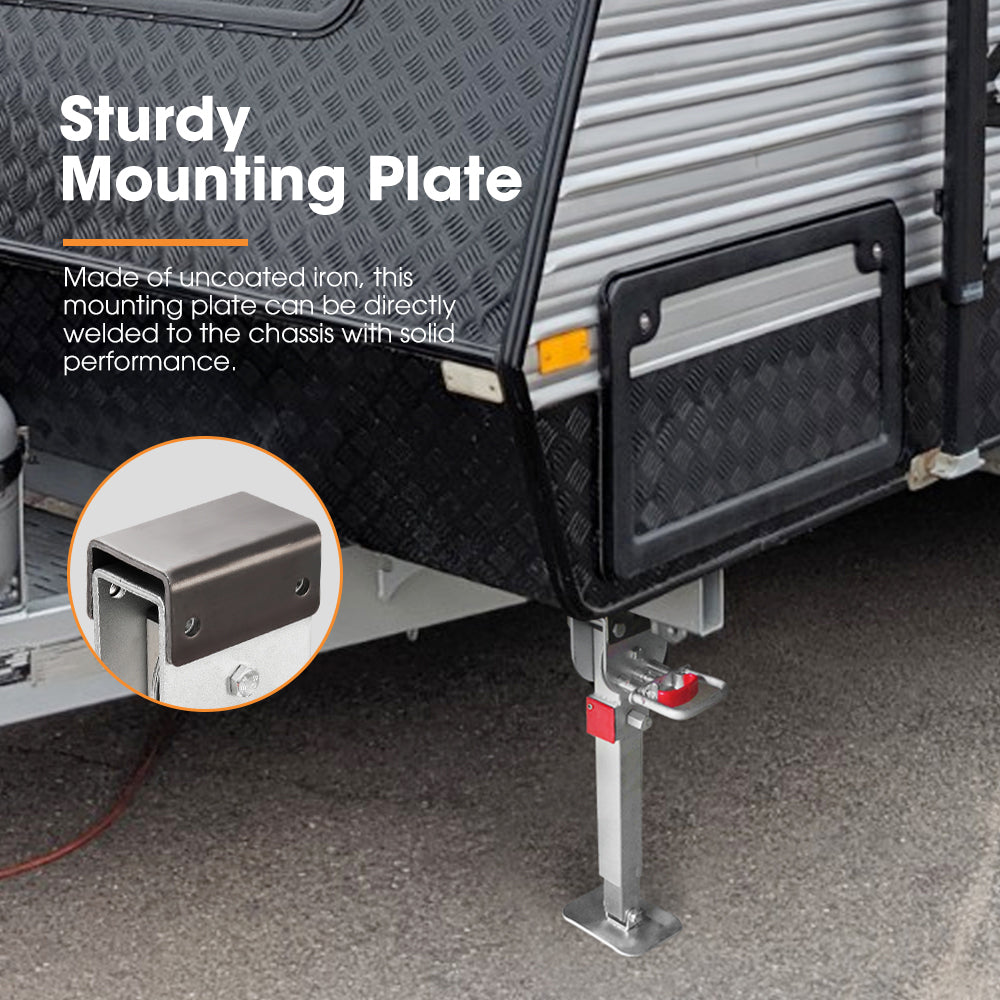 SAN HIMA 2x 470mm Drop Down Corner Legs Steadies & Handle Steel Foot Caravan Trailer
