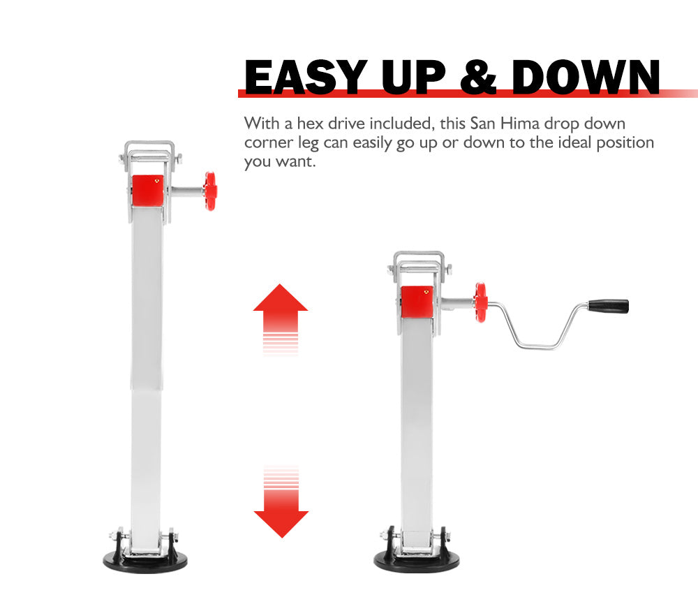 SAN HIMA 2x 590mm Drop Down Corner Steadies Stabilizer Legs Caravan Camper Trailer 1500LBS