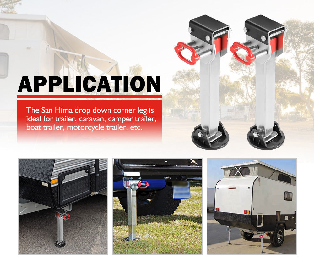 SAN HIMA 2x 590mm Drop Down Corner Steadies Stabilizer Legs Caravan Camper Trailer 1500LBS