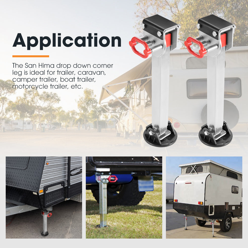 SAN HIMA 2x 740mm Drop Down Corner Steadies Stabilizer Legs Caravan Camper Trailer New