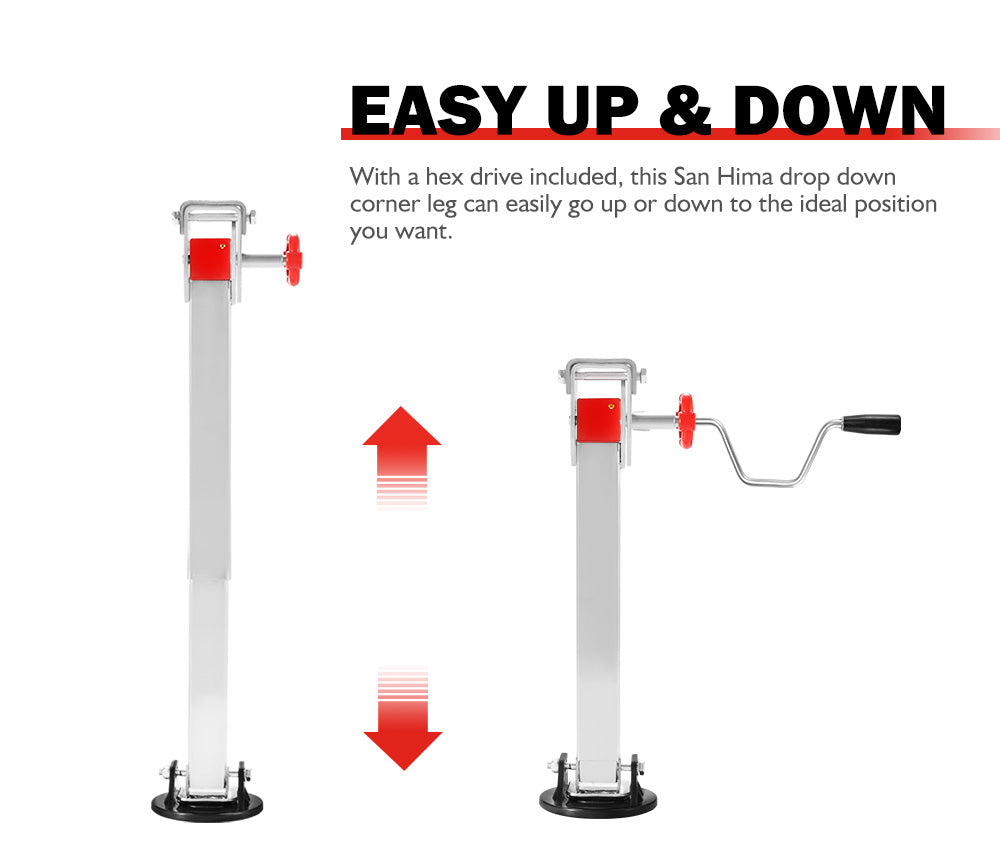SAN HIMA 2x 740mm Drop Down Corner Steadies Stabilizer Legs Caravan Camper Trailer New
