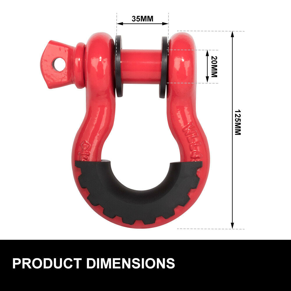 LIGHTFOX 4.75T Bow Shackle WLL 4.75Ton Rated 20mm 4WD Recovery Tow Car Trailer 2PCS