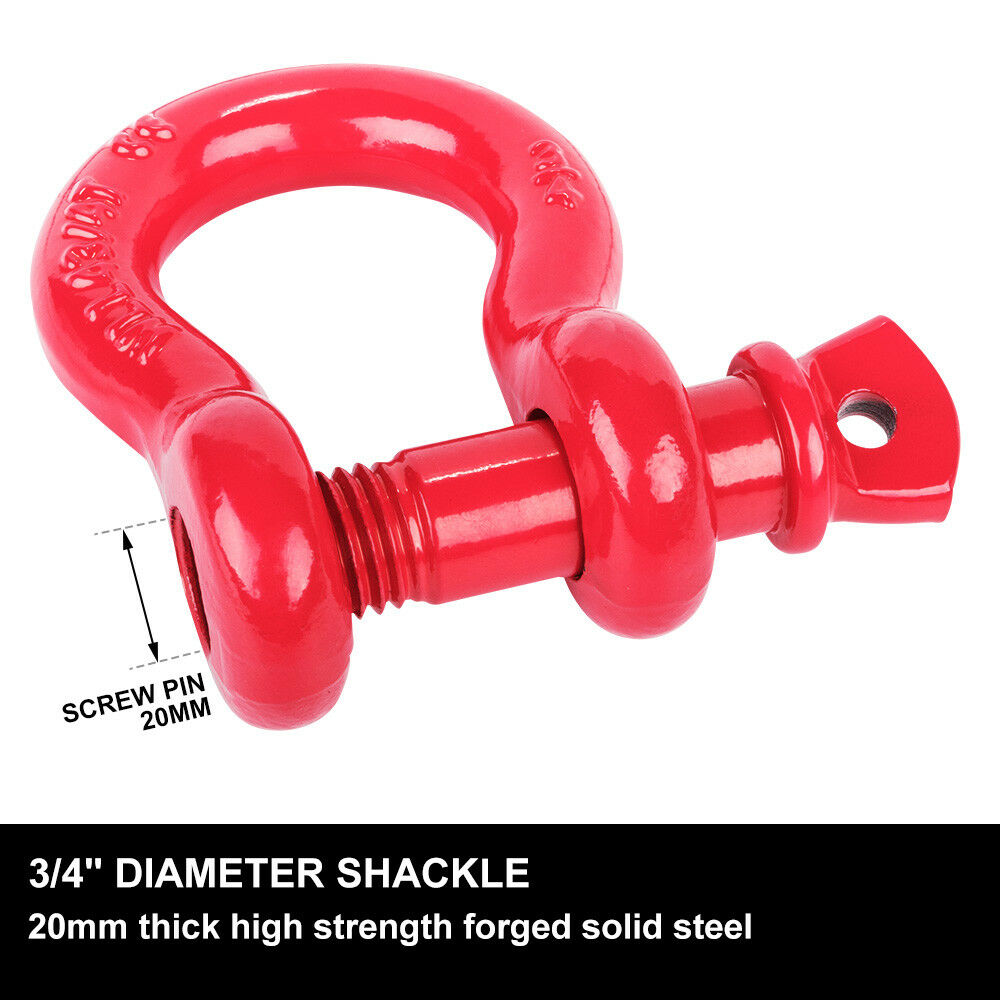LIGHTFOX 4.75T Bow Shackle WLL 4.75Ton Rated 20mm 4WD Recovery Tow Car Trailer 2PCS