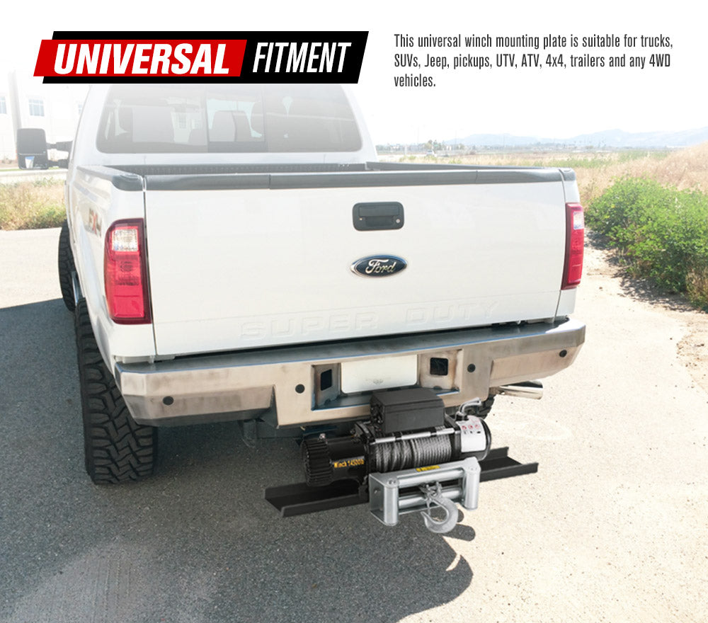 FIERYRED Universal Steel Winch Mount Mounting Plate Cradle 9000lbs-14500lbs Truck