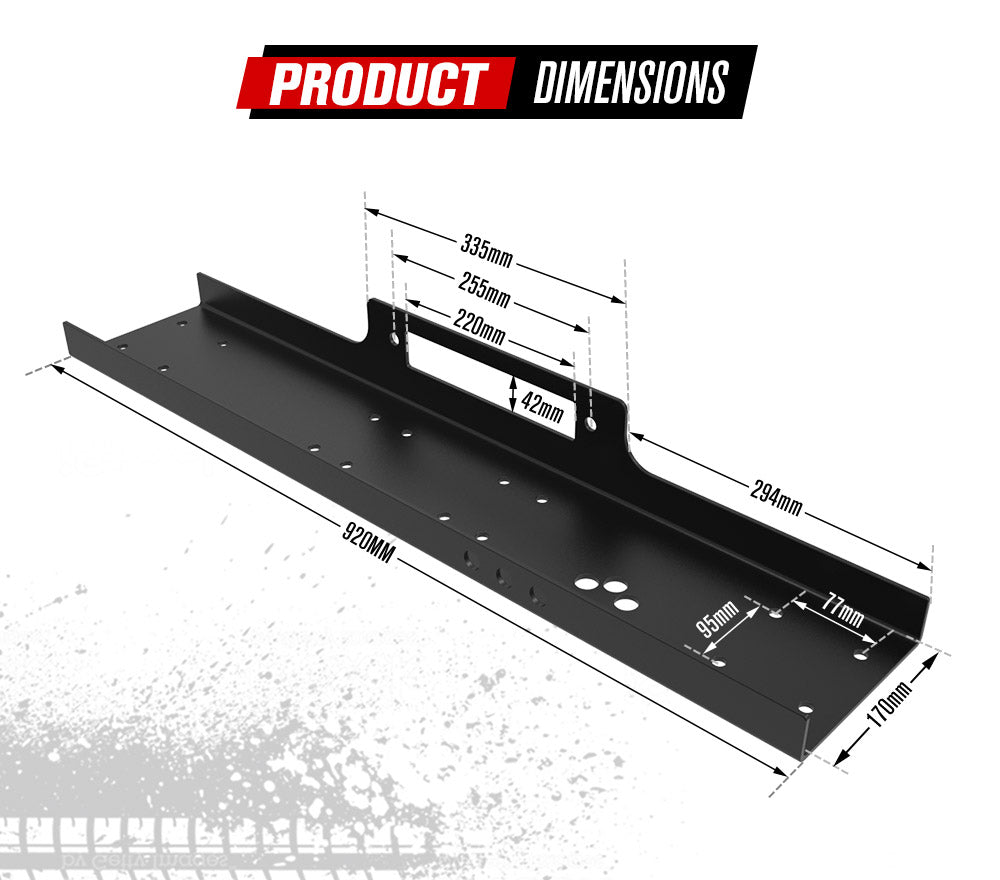 FIERYRED Universal Steel Winch Mount Mounting Plate Cradle 9000lbs-14500lbs Truck