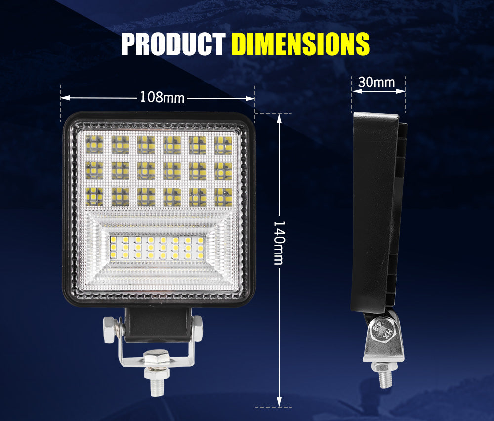 LIGHTFOX Pair 4" inch LED Work Lights Spot Flood Square Fog Lamp Reverse Offroad Truck