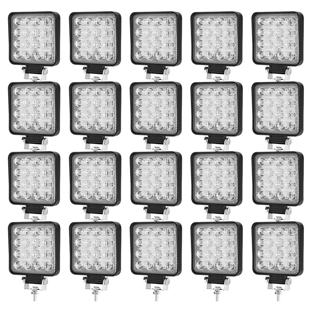 LIGHTFOX 20PCS 4inch LED Work Driving Light Flood Square Fog Lamp Reverse Offroad 4WD