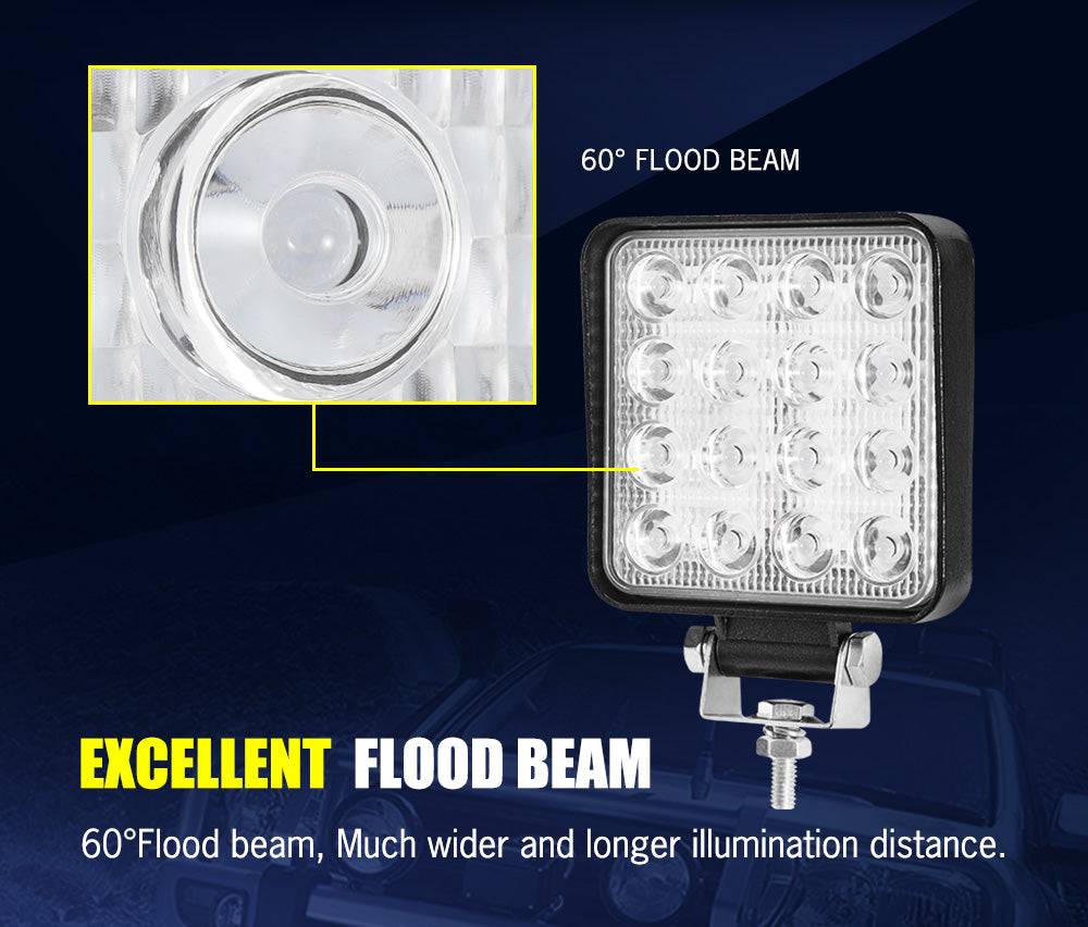 LIGHTFOX 20PCS 4inch LED Work Driving Light Flood Square Fog Lamp Reverse Offroad 4WD