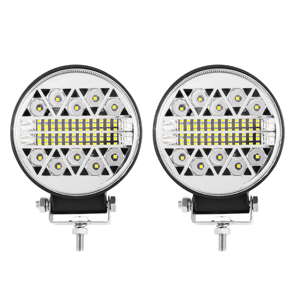LIGHTFOX 2x4inch Round LED Work Light Combo Driving Lamp Reverse Offroad 4WD